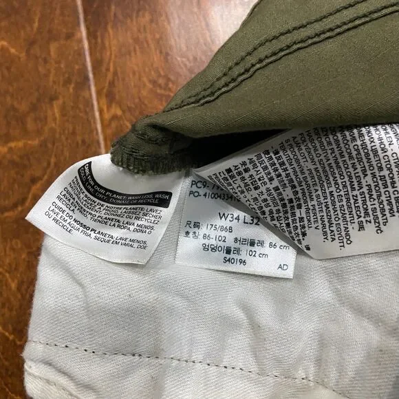Levi's Regular Fit Ripstop Cargo Military Green Straight Pants Mens Size 34 x 32 - Picture 6 of 9